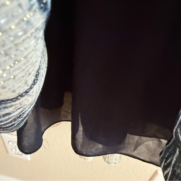 Ulla Johnson Navy and Cream Textured Dress With Metallic Details Size 6 - Picture 10 of 11